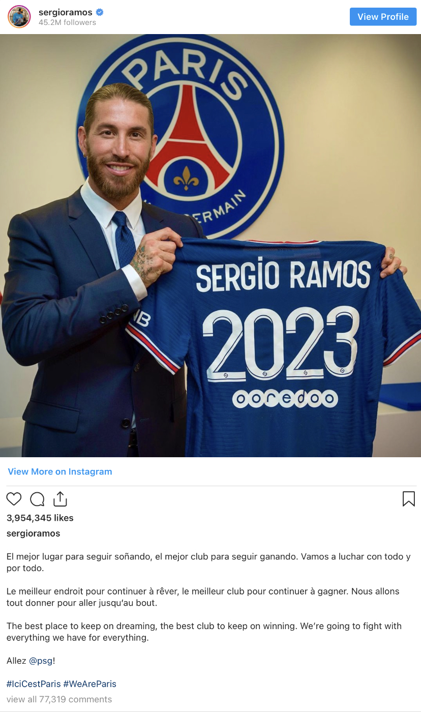 Instagram Sergio Ramos